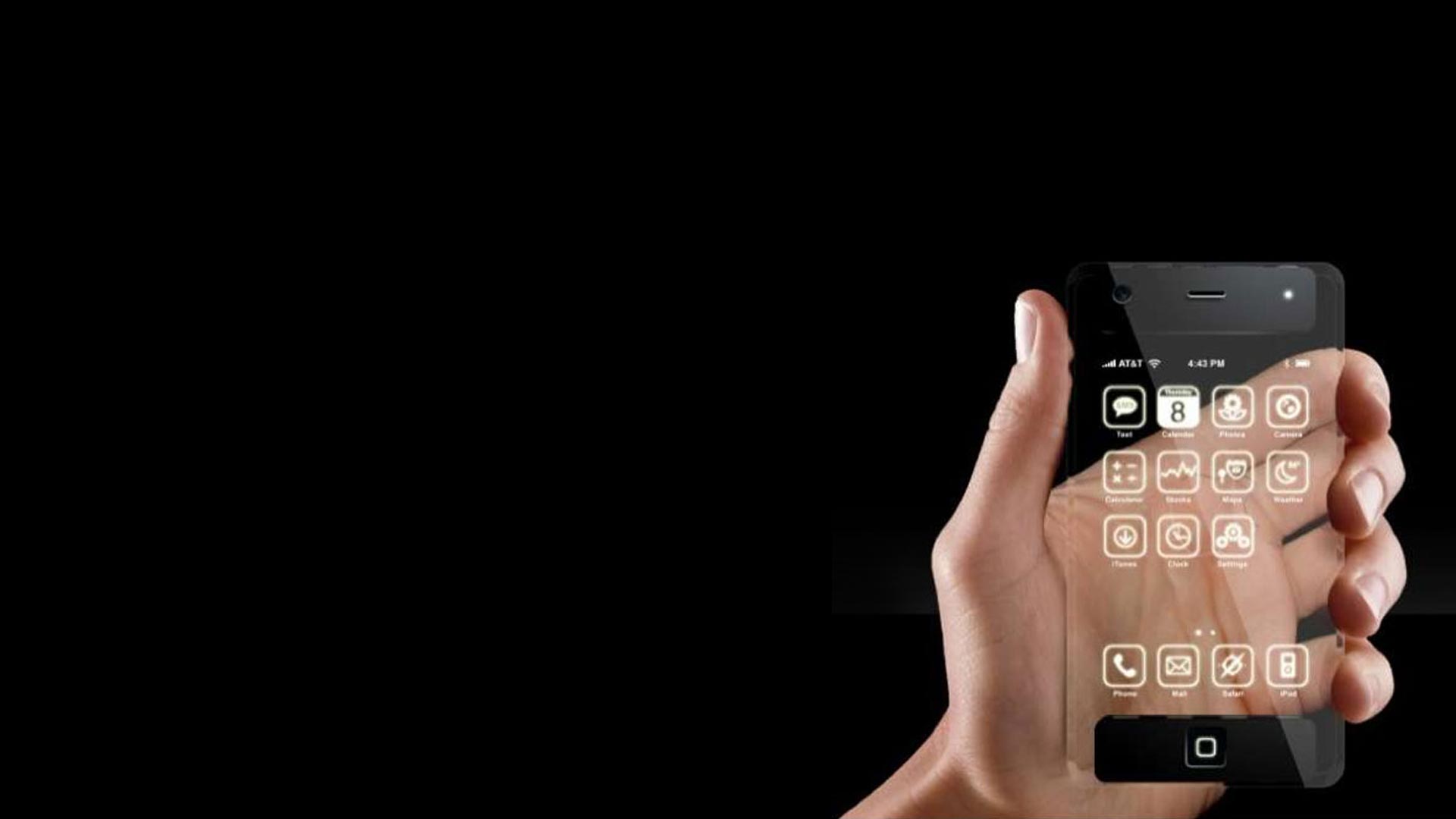 Transparent iPhone on black background